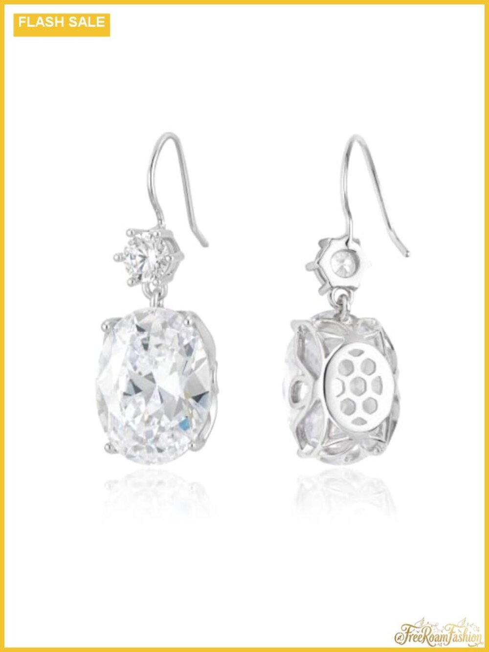Cubic Zirconia Drop Dangle Earrings Silver Plated Fish Hook Women Jewelry